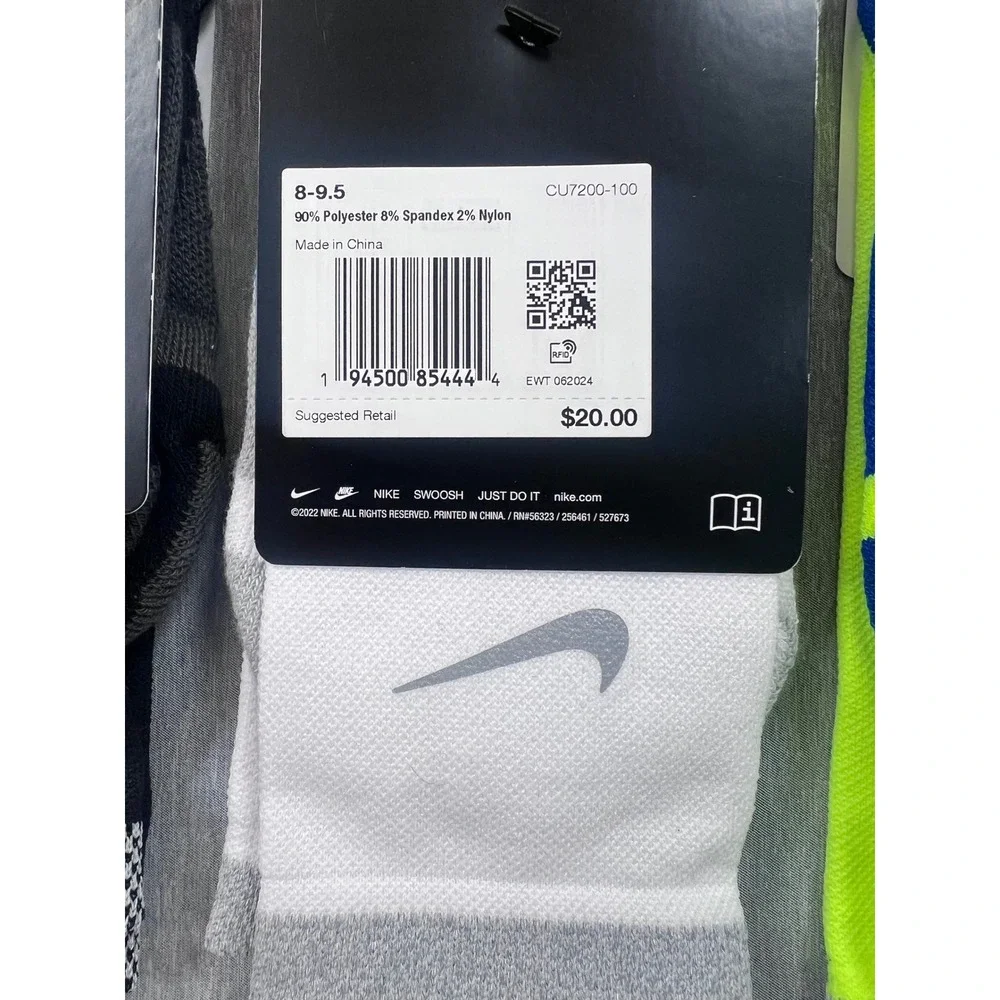 Nike Spark Running Cushioned Crew Socks 3 Pair lot Dri-FIT  M 8-9.5‎ W 9.5-11